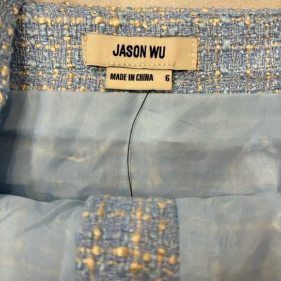 $425 JASON WU Baby Blue Tweed Plaid Matching Set High Rise Pants/Top Size 6 NWT - Picture 8 of 10